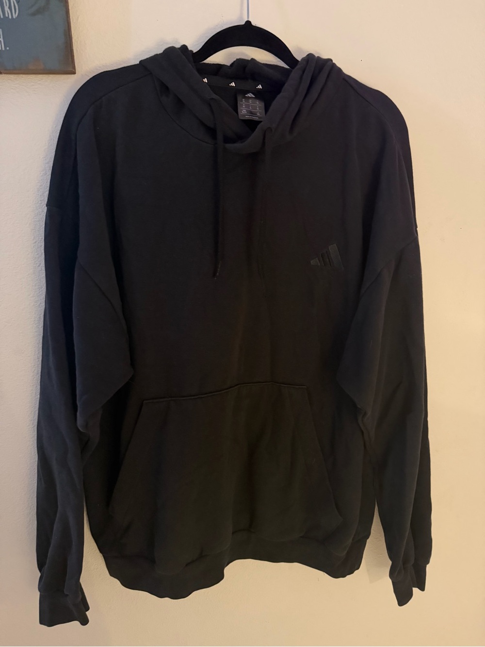 adidas Men’s Black Pullover Hoodie with Subtle Logo